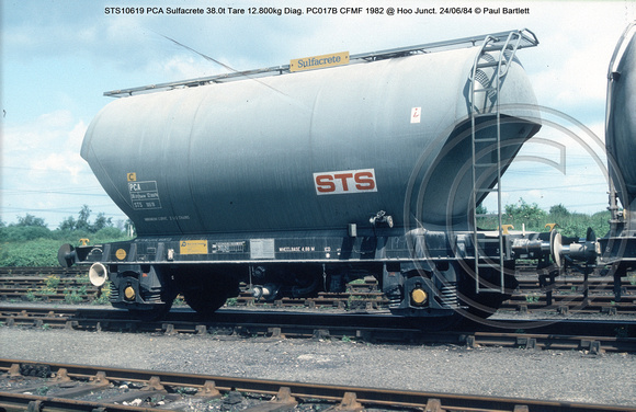 STS10619 PCA Sulfacrete 38.0t Tare 12.800kg Diag. PC017B CFMF 1982 @ Hoo Junct. 84-06-24 © Paul Bartlett w