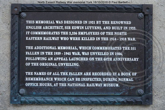 North Eastern Railway War memorial York 2018-10-18 © Paul Bartlett [07w]