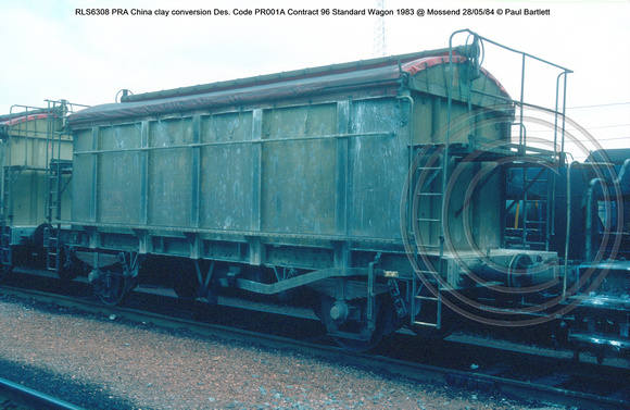 RLS6308 PRA China clay conversion Des. Code PR001A Contract 96 Standard Wagon 1983 @ Mossend 84-05-28 © Paul Bartlett w