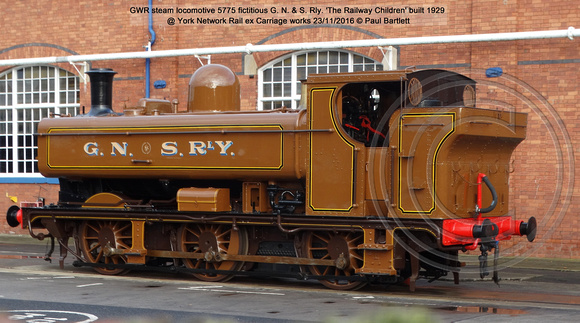 GWR steam locomotive 5775 fictitious G. N. & S. Rly. 'The Railway Children' built 1929 @ York Network Rail ex Carriage works 2016-11-23 © Paul Bartlett w
