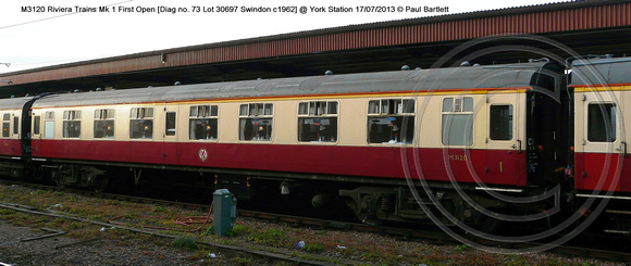 M3120 Mk 1 First Open conserved Riviera Trains @ York Station 2013-12-07 � Paul Bartlett [2w]