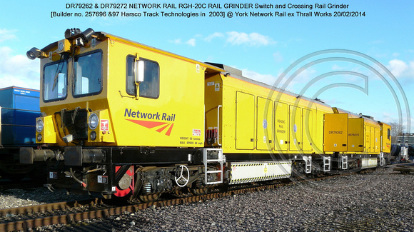 DR79262 & 79272 Harsco Switch & Crossing Rail Grinder @ York NR Thrall Works 2014-02-20 [01w]