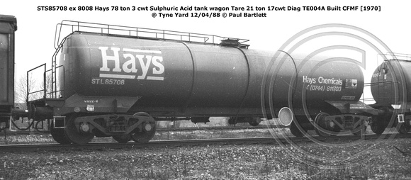 STS85708 ex 8008 Hays Sulphuric Acid @ Tyne Yard 88-04-12 © Paul Bartlett w