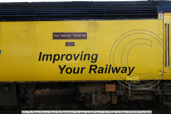 43014 The Railway Observer Network Rail Measurement Train power car [built Crewe 31.08.1976] @ York Station 2019-08-05 © Paul Bartlett [06w]