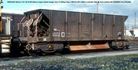 DB992528 Walrus YGV 40.5t BR Walrus bogie ballast hopper tare 21-000kg Diag 1-585 lot 2411 Metro Cammell 1954 @ York Leeman Rd 85-08-20 © Paul Bartlett w