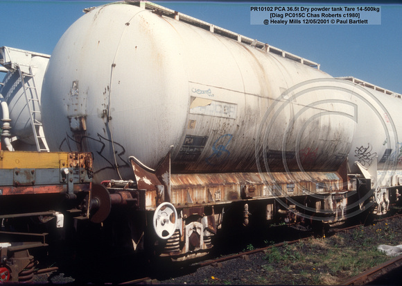 PR10102 PCA 36.5t Dry powder tank Tare 14-500kg [Diag PC015C Chas Roberts c1980] @ Healey Mills 2001-05-12 © Paul Bartlett w