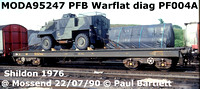MODA95247 PFB Warflat Diag PF004A Shildon 1976 @ Mossend 90-07-22 © Paul Bartlett [2]