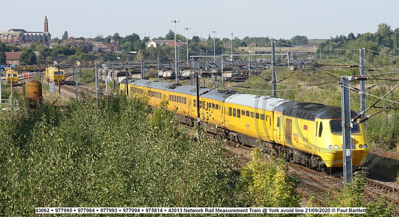 43062 + 977995 + 977984 + 977993 + 977994 + 975814 + 43013 Network Rail Measurement Train @ York avoid line 2020-09-21 © Paul Bartlett [6w]