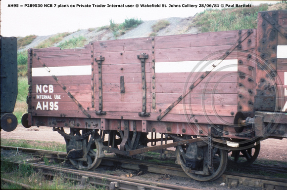 AH95 = P289530 NCB ex Private Trader Internal user @ Wakefield St. Johns Colliery 81-06-28 © Paul Bartlett w