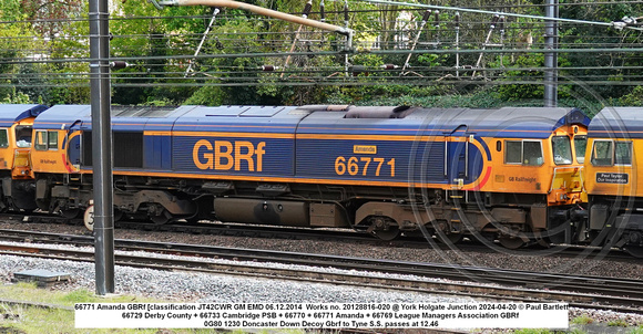 66771 Amanda GBRf [classification JT42CWR GM EMD 06.12.2014  Works no. 20128816-020 @ York Holgate Junction 2024-04-20 © Paul Bartlett [2w]