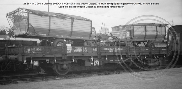 21 88 414 0 250-4 LfsType 5030C4 SNCB Stake wagon Diag E276 @ Basingstoke 82-04-09 © Paul Bartlett w