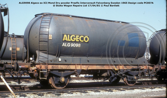 ALG9098 @ Stoke Wagon Repairs Ltd 81-04-17 © Paul Bartlett W