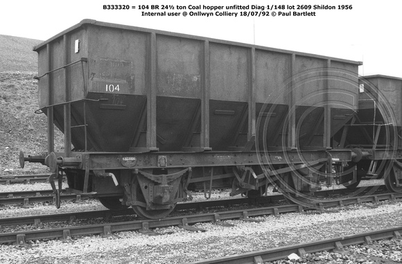 B333320 = 104 @ Onllwyn Colliery 92-07-18 © Paul Bartlett [2w]