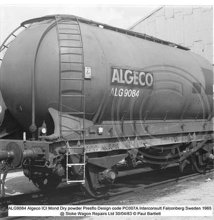 ALG9084 Algeco ICI Mond Dry powder Presflo Des code PC007A @ Stoke Wagon Repairs 83-04-30 © Paul Bartlett w