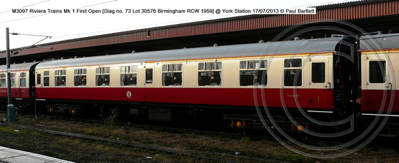 M3097 Mk 1 First Open conserved Riviera Trains @ York Station 2013-12-07 � Paul Bartlett [1w]