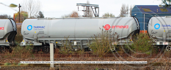 81 70 7829 027-4 GB ERSA JGA Tarmac A CRH Company Ermewa Cement tank wagon [Design code JG018A Ermewa 2016] @ York South yard 2016-11-23 © Paul Bartlett [1]