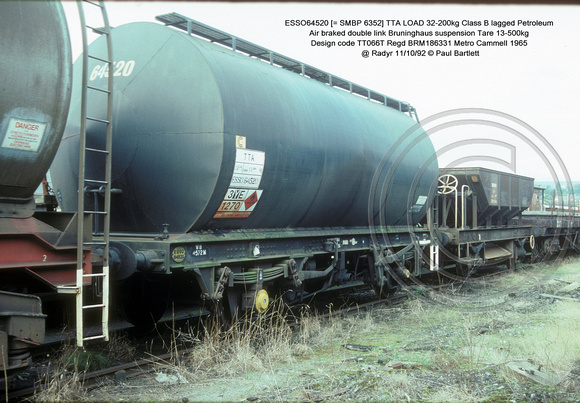ESSO64520 [= SMBP 6352] TTA Class B lagged Petroleum Design code TT066T @ Radyr 92-10-11 � Paul Bartlett w