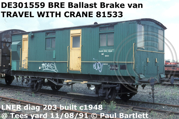 DE301559 Ballast Brake van at Tees Yard 91-08-11 [7]