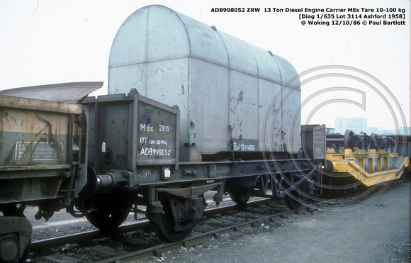 ADB998052 ZRW  Engine Carrier @ Woking 86-10-12 © Paul Bartlett [1w]