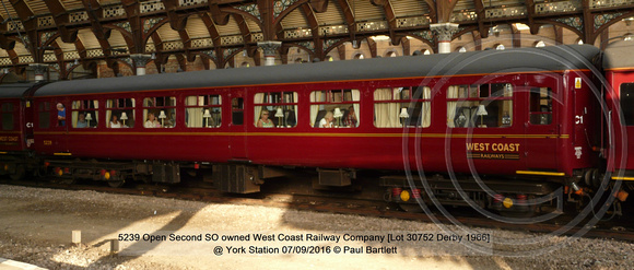 5239 Open Second SO owned West Coast Railway Company [Lot 30752 Derby 1966] @ York station 2016-09-07 © Paul Bartlett [2w]