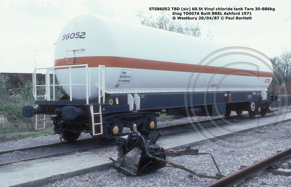 STS86052 TBD vinyl chloride @ Westbury 87-04-20 © Paul Bartlett [1w]