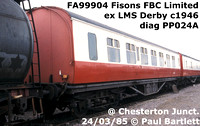 FA99904 red-cream Fisons at Chesterton Junction 85-03-24