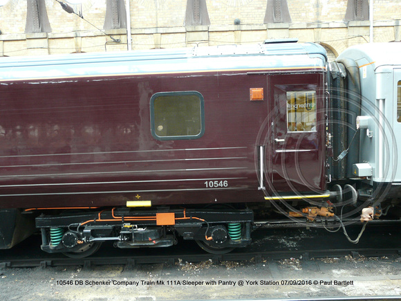 10546 DB Schenker Company Train Mk 111A Sleeper with Pantry @ York Station 2016-09-07 © Paul Bartlett [02]