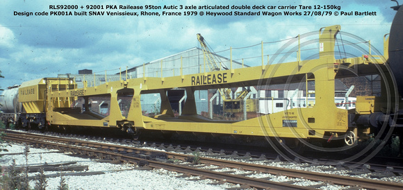 RLS92000 + 92001 PKA Railease @ Heywood Standard Wagon Works 79-08-27 © Paul Bartlett w
