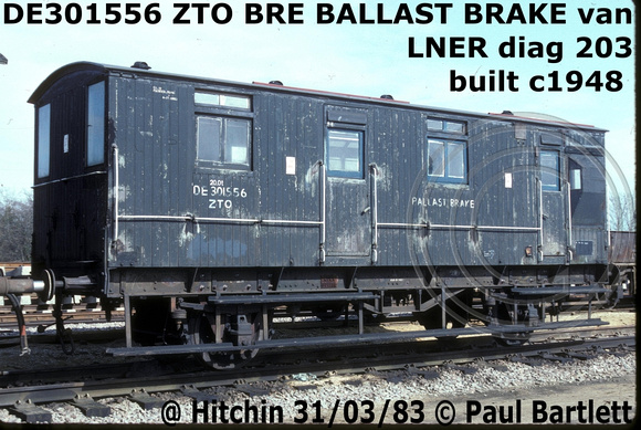 DE301556 ZTO Ballast Brake van at Hitchin 83-03-31 [3]