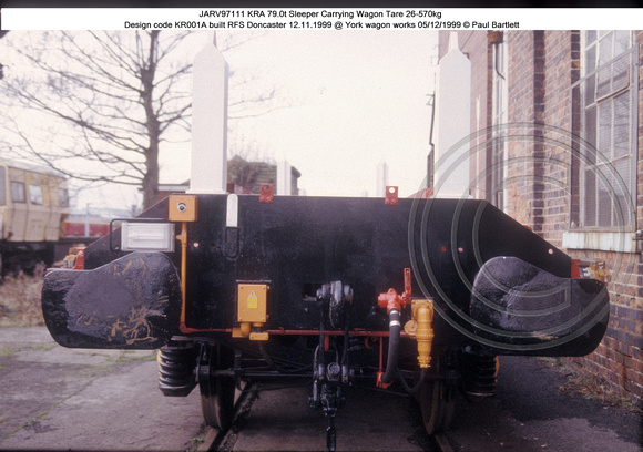JARV97111 KRA Sleeper Carrying Wagon @ York wagon works 1999-12-05 � Paul Bartlett [2w]