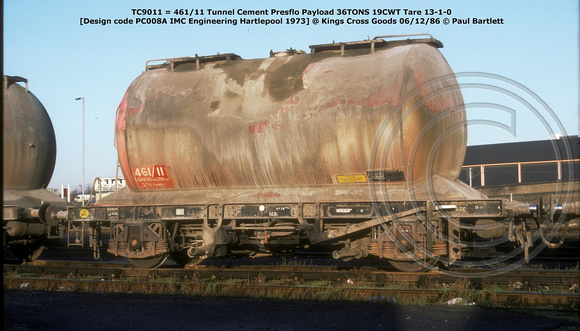TC9011 = 461-11 Tunnel Cement @ Kings Cross Goods 86-12-06 © Paul Bartlett w