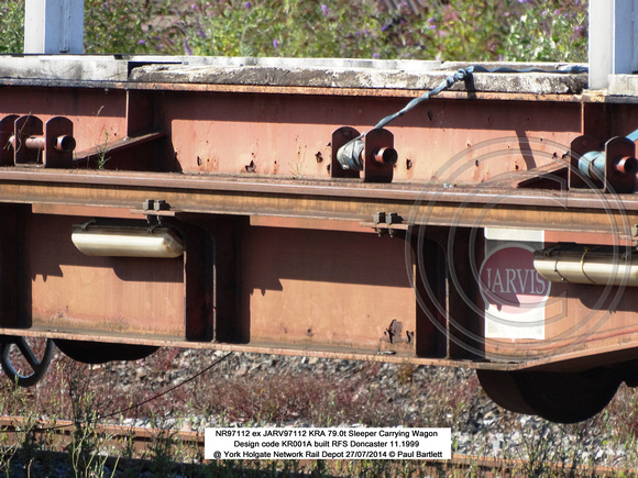 NR97112 ex JARV97112 KRA Sleeper Carrying Wagon @ York Holgate Network Rail Depot 2014-07-27 � Paul Bartlett [4w]