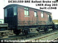 DE301559 Ballast Brake van at Darlington 80-04-06