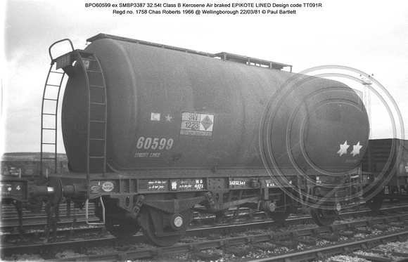 BPO60599 ex SMBP3387 Class  Kerosene @ Wellingborough 81-03-22 � Paul Bartlett w