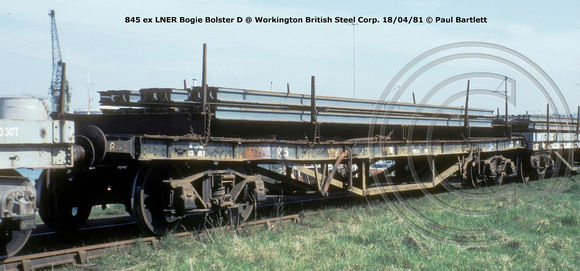 845 ex LNER Bogie Bolster D @ Workington BSC 81-04-18 © Paul Bartlett w