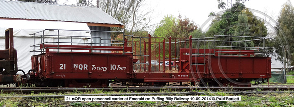 21 nQR open personnel carrier at Emerald on Puffing Billy Railway 19-09-2014 � Paul Bartlett