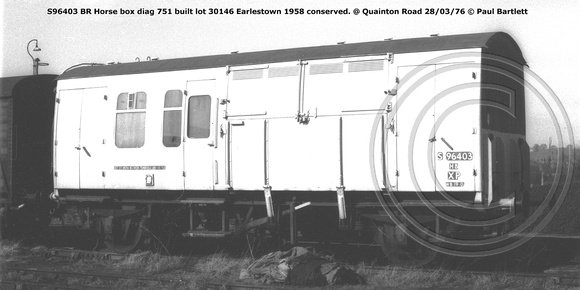 S96403 Horse box HB conserved @ Quainton Road 76-03-28 © Paul Bartlett [1w]