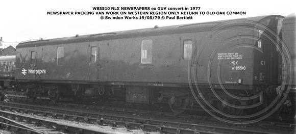 W85510 NLX Newspaper @ Swindon Works 79-05-19 © Paul Bartlett W