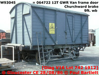 W93405 = 064722 GWR van @ Gloucester CE 86-08-28
