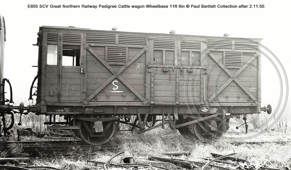 E855 SCV GNRly Pedigree Cattle wagon   E384E � Paul Bartlett Collection [4w]