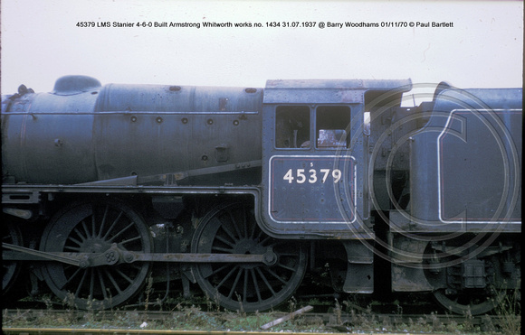 45379 LMS Stanier 4-6-0 Built Armstrong Whitworth works no. 1434 31.07.1937 @ Barry Woodhams 70-11-01 � Paul Bartlett [3w]