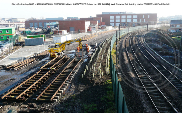 0810 = 99709 940569 5 Story Contracting Liebherr A900ZW-972 @ York Network Rail training centre 2014-01-20 � Paul Bartlett (4w)