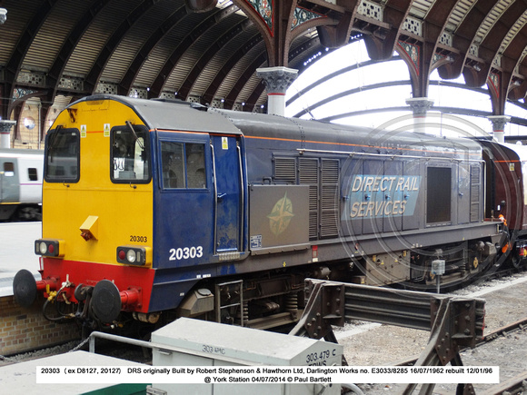 20303 (ex D8127, 20127)  DRS @ York Station 2014-07-04 � Paul Bartlett [3w]