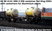 43 80 4141 500-3 IEB Container flat Diag E501 @ Doncaster Belmont yard 87-05-26
