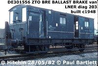 DE301556 ZTO Ballast Brake van at Hitchin 82-05-28