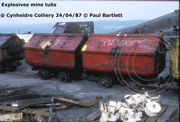 Exoplosive tub 87-04-24 Cynheidre Colliery © Paul Bartlett [W]