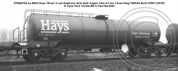 STS85703 ex 8003 Hays Sulphuric Acid @ Tyne Yard 88-04-12 © Paul Bartlett w
