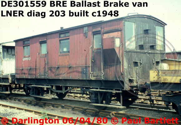 DE301559 Ballast Brake van at Darlington 80-04-06 [1]