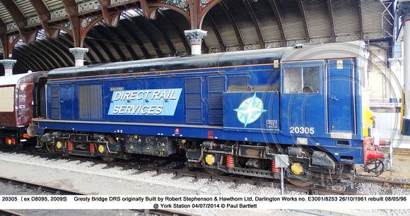 20305 (ex D8095, 20095)  Gresty Bridge DRS @ York Station 2014-07-04 � Paul Bartlett [1w]