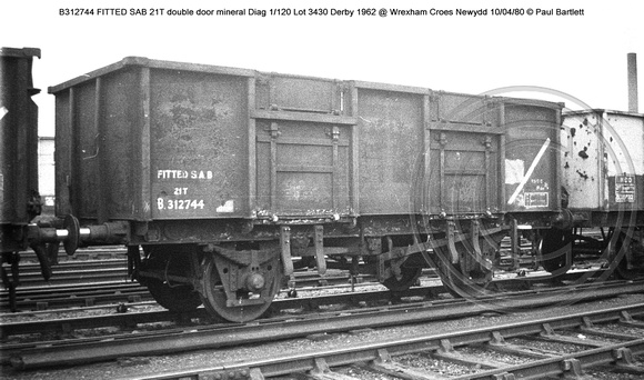 B312744 FITTED SAB 21ton coal @ Wrexham Croes Newydd 80-04-10 � Paul Bartlett w